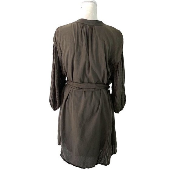 Pharaoh Collection Dress Womens Size 1 Japanese Cotton V Neck Green Made In USA - Picture 3 of 12